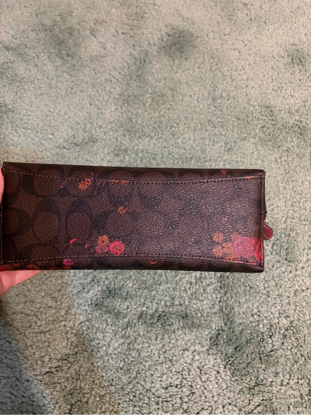 Coach Brown Floral Signature Zip Cosmetic Pouch